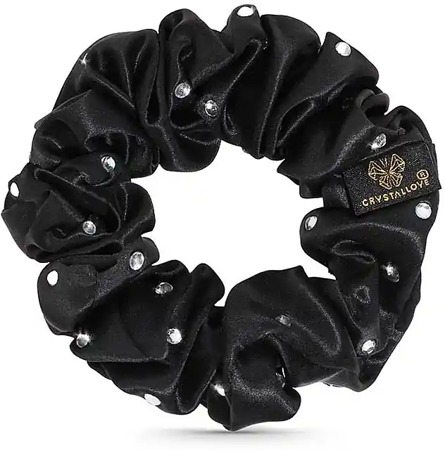 Silk Hair Tie with Crystals, black - Accessories