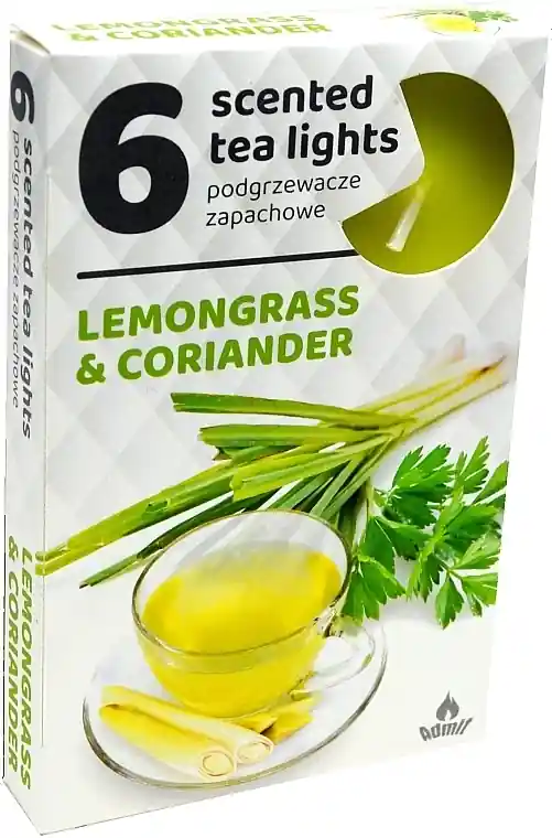Lemongrass and Coriander Tealights, 6 pcs - Bath and Body