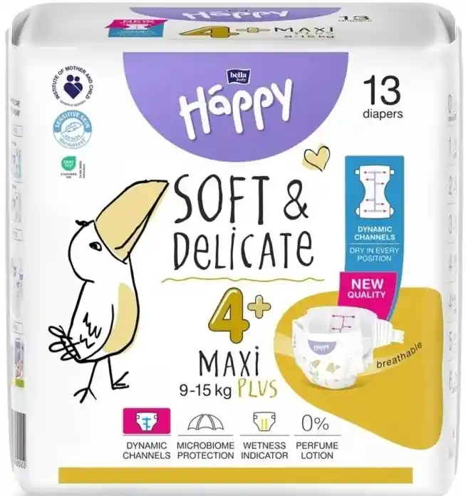 Baby Diapers 9-15 kg, size 4+ Maxi Plus, 13 pcs