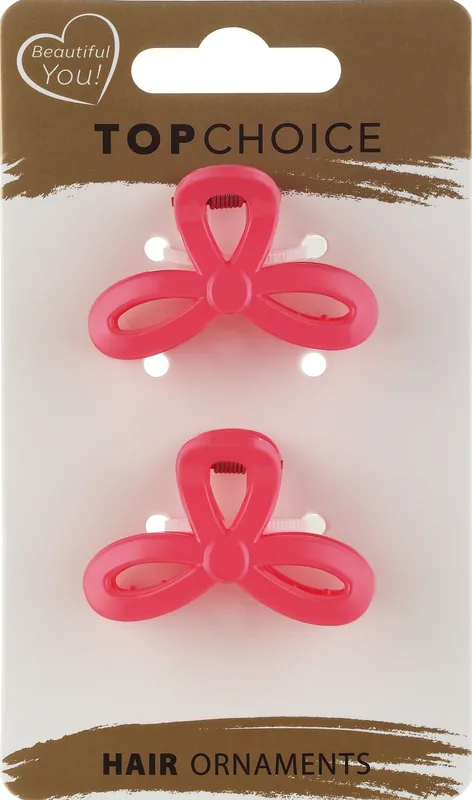 Hair clips, 21459, 2 pcs, bright pink - Accessories