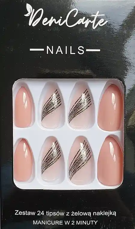 False Nails with Gel Stickers, 24 pcs.