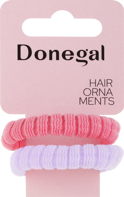 Hair ties 2 pcs., FA-5681, dark pink + lavender ribbed