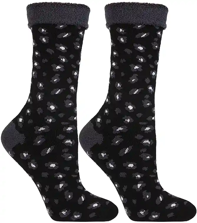 Women's long terry socks, CSL300-095, black