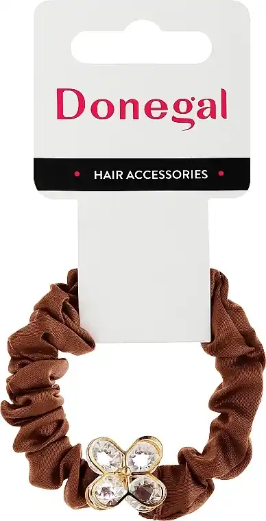 Hair tie FA-5634+2, light brown with a flower
