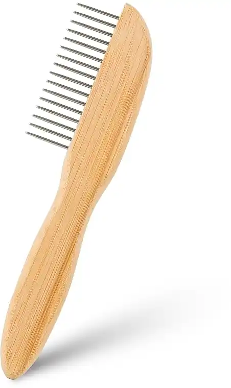 Pet Fur Comb with Bamboo Handle, 6.5 x 21.5 cm - BarryKing