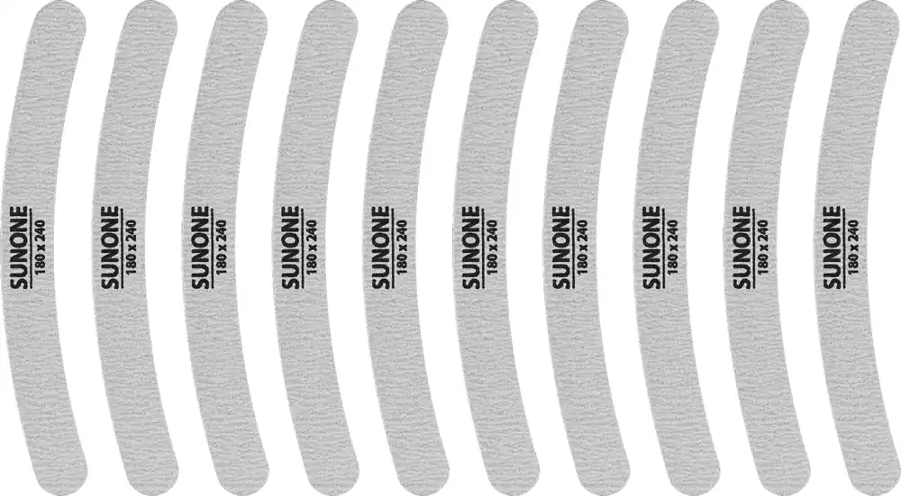 Nail File 180/240, banana, grey, 10 pcs - Accessories