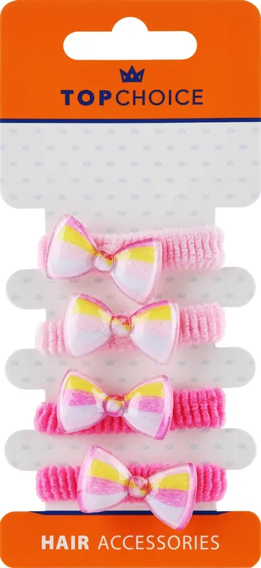 Hair Ties "Bows", 25693, raspberry and pink - Accessories