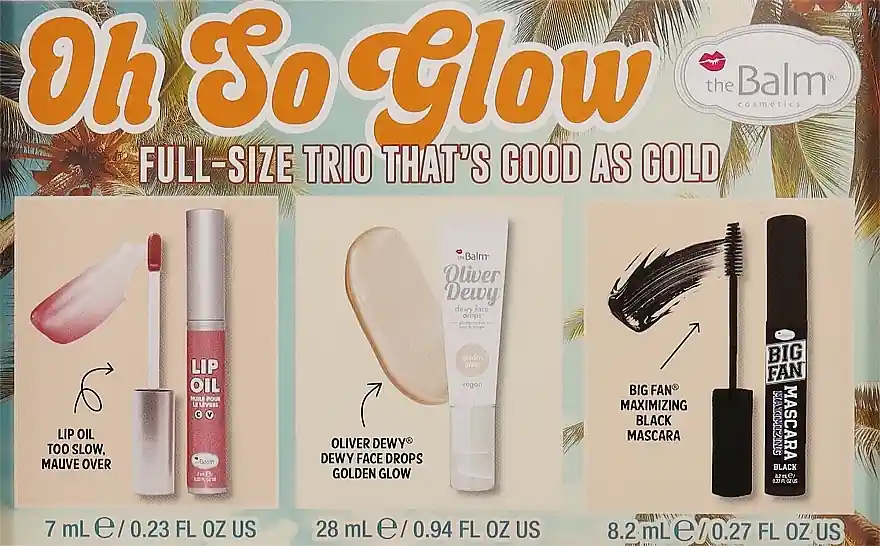 theBalm Holiday Kit Oh So Glow (f/drops/28ml + lip/oil/7ml + mascara/8,2ml) - Makeup