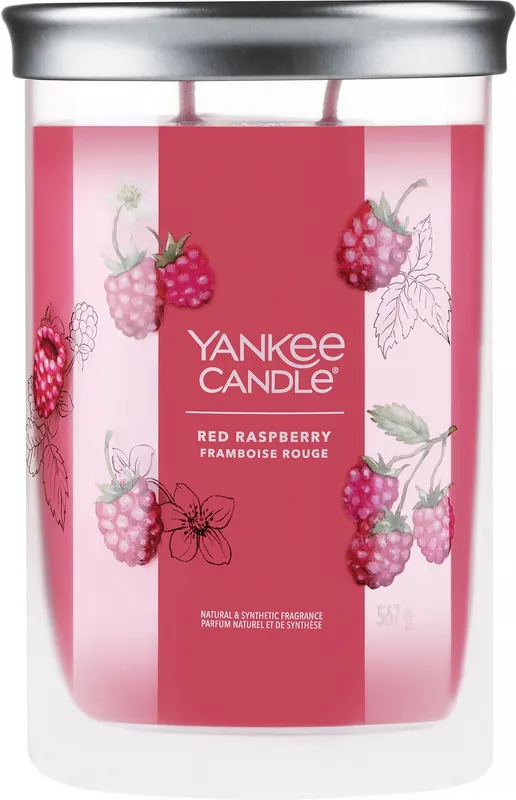 Scented Candle on Stand 'Red Raspberry', 2 wicks - Bath and Body