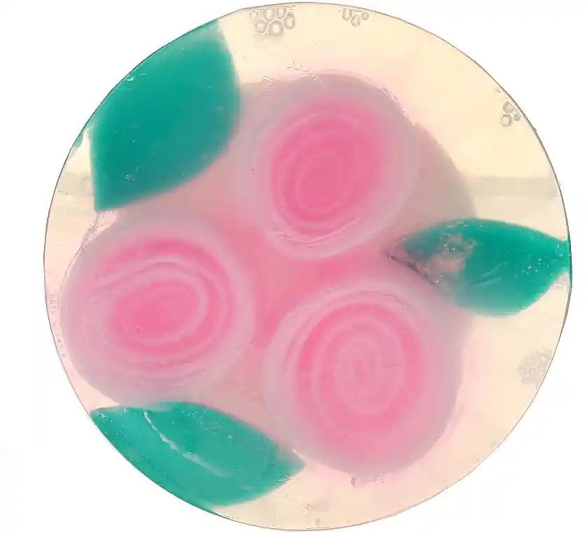Natural Glycerin Soap "Rose", round, pink rose - Bath and Body