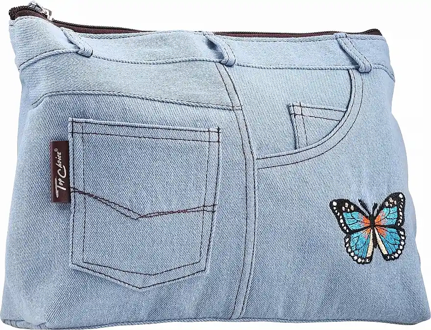 Motifs Makeup Bag, 94774, light blue with butterfly - Accessories