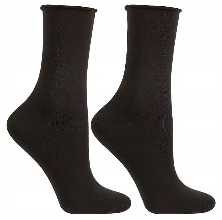 Women's long cotton socks, black - Clothes