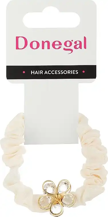 Hair Tie FA-5634+2, Milky with Flower, Transparent Petals