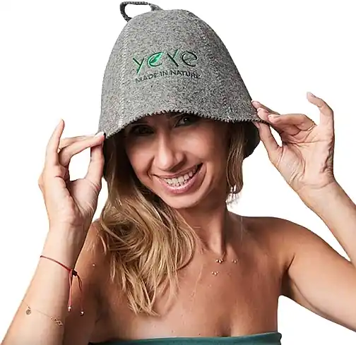 Grey Sauna Hat, 100% natural felt, universal - Accessories