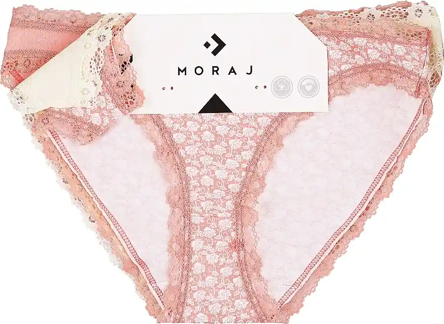 Women Cotton Panties, 3 pcs, pink + cream + pink floral - Clothes
