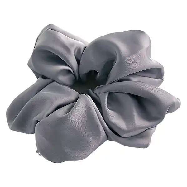 Satin hair scrunchie, 16-18 cm, gray