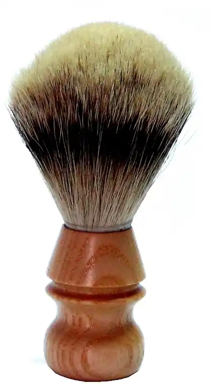 Shaving Brush, rubber-wood handle, silver tip