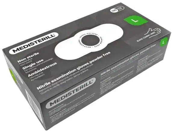 Nitrile gloves without talc, 100 pcs, size L, black - Accessories
