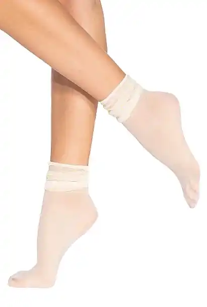 Women Socks 'Spring Vibes Wz. 05', 15 Den, off white.yellow - Clothes