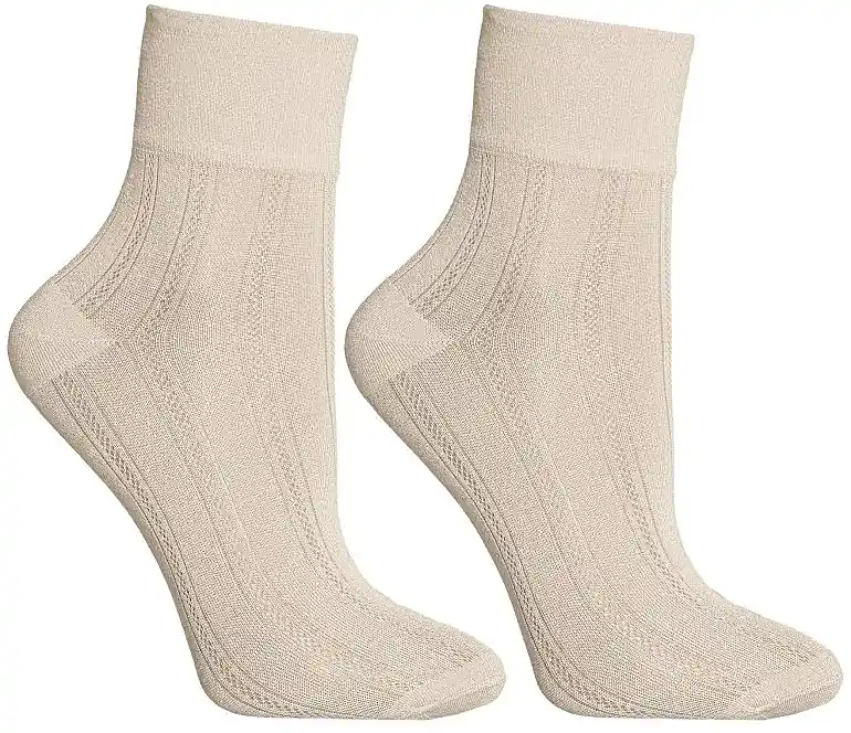 Women's Viscose Ankle Socks, Beige - Clothes
