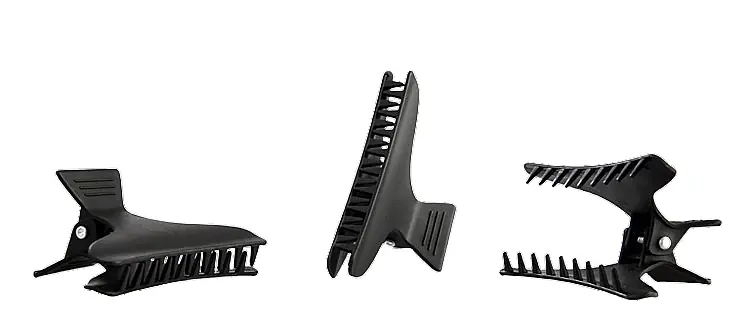 Hair Clips, 8 cm, matte, black, 12 pcs. - Accessories