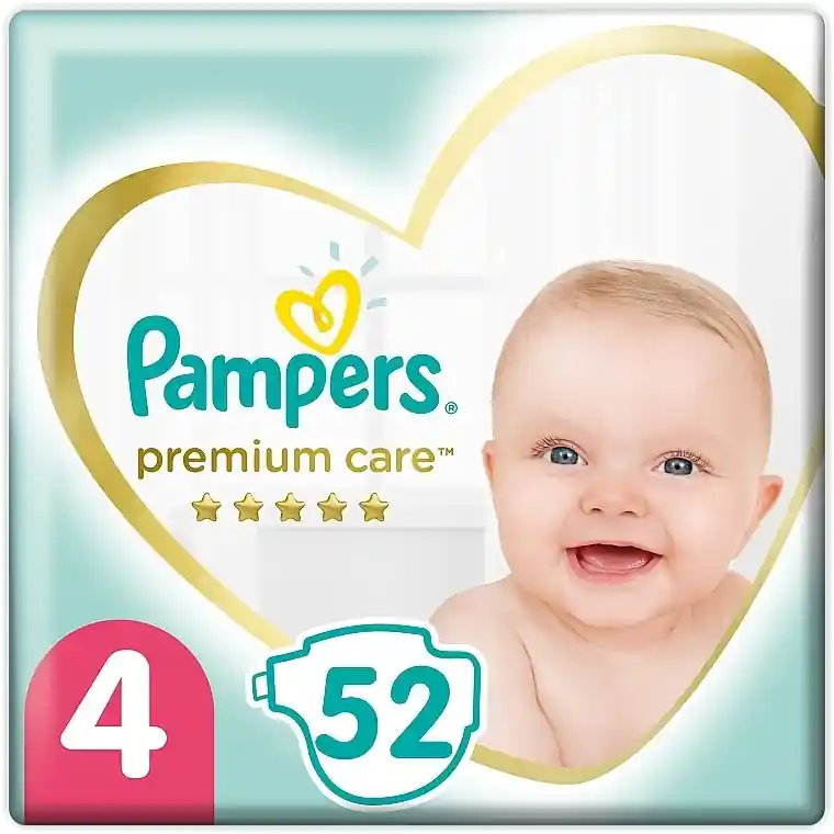 Pampers Premium Care Diapers Size 4 (Maxi) 9-14 kg, 52 pcs