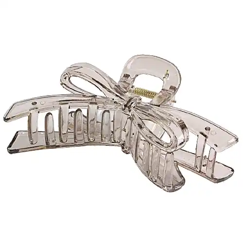 Large Hair Clip, Transparent Grey Bow - Accessories
