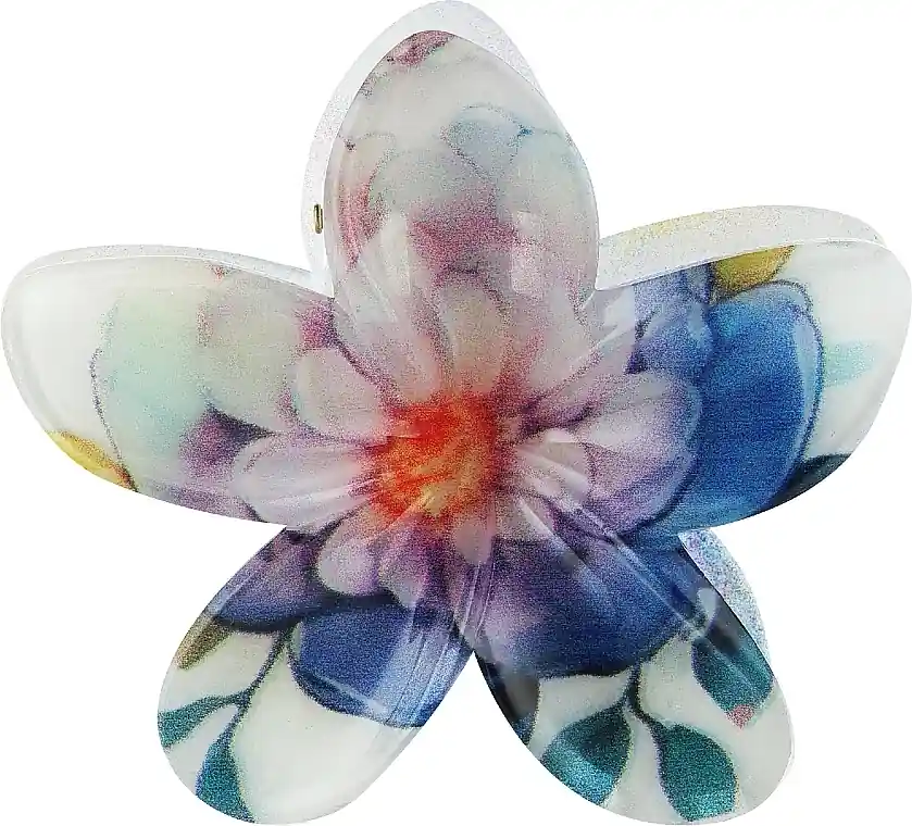 Hair Clip, FA-5745, with Blue and White Flower Pattern