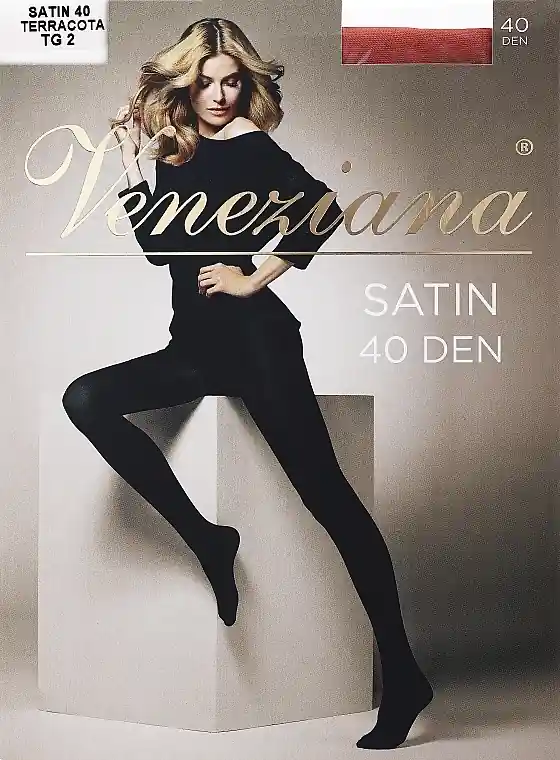 Satin Tights, 40 Den, terracota - Clothes