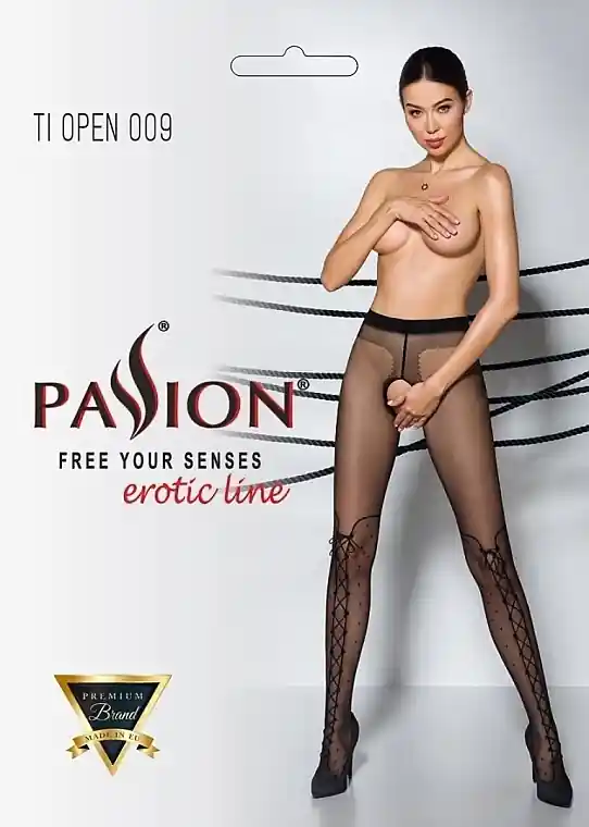 Erotic Tights with Cutout 'Tiopen' 009, 20 Den, black - Clothes
