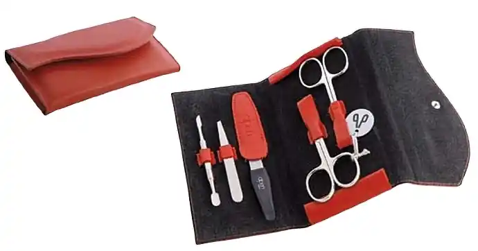 Manicure Set, 5 tools, 6836, red - Accessories