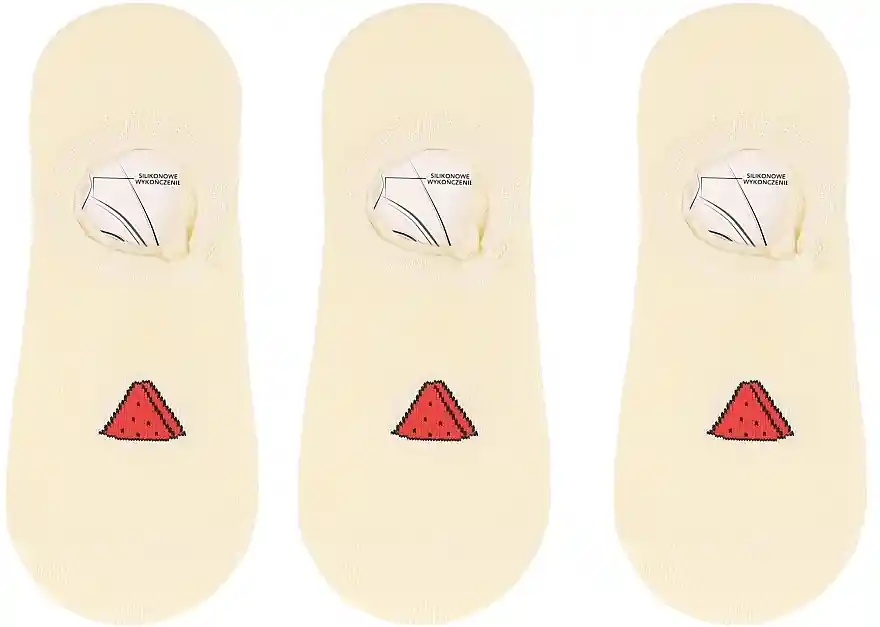 Short Socks with Fruits CDB550-236/3, 3 pairs, yellow with watermelon