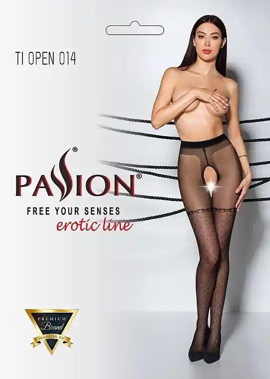 Erotic Tights with Cutout 'Tiopen' 014, 20 Den, black - Clothes