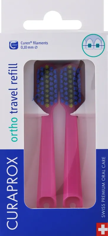Orthodontic Heads for Travel Brush CS 5460, pink and blue - Bath and Body