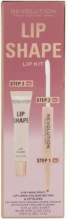 Makeup Revolution Lip Shape Rose Pink (lip/liner/0.2g + colour/setter/1.5ml + lip/gloss/9ml)