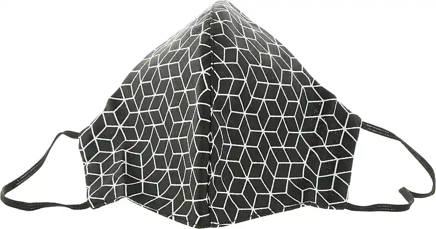 Protective Fabric Face Mask, black and white graphic print, size M - Bath and Body