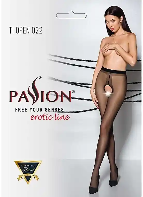Erotic Tights with Cutout 'Tiopen' 022, 20 Den, black/red - Clothes