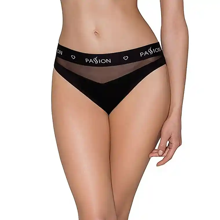 Panties with Transparent Insert, black - Clothes