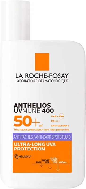Lightweight Sunscreen Corrective Anti-Pigmentation Fluid, very high level of protection against UVB and very long UVA rays, SPF50+
