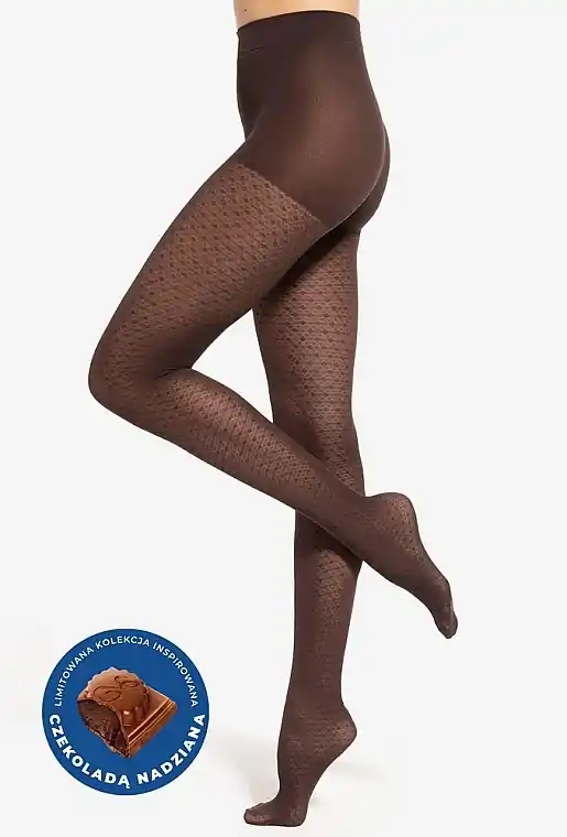 Scented tights with pattern 20 Den, dark choco - Clothes