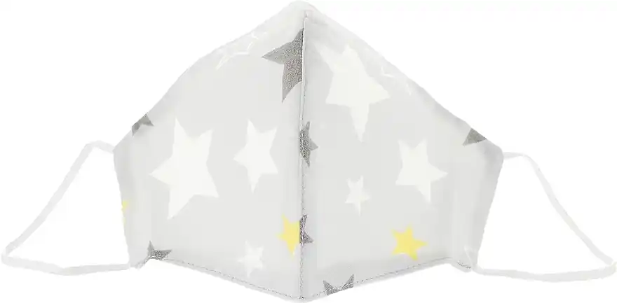 Protective Fabric Face Mask, grey with large stars, size M - Bath and Body