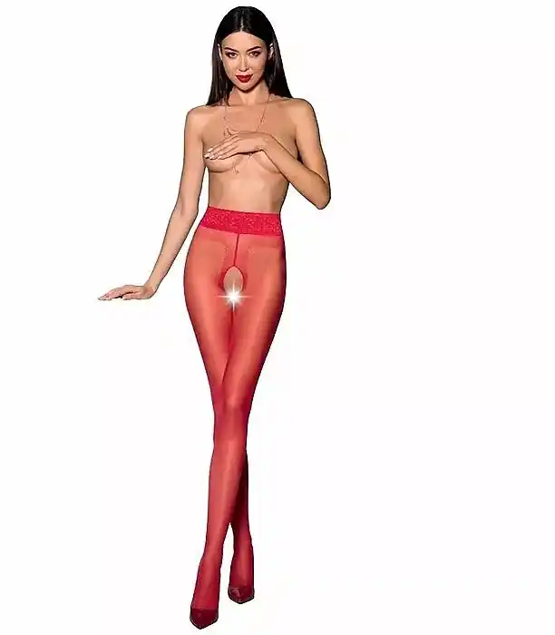 Erotic Tights with Hole 'Tiopen 001', 20 Den, roso - Clothes