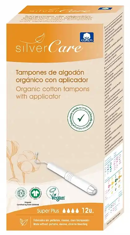 Organic Cotton Tampons "Super Plus", 12 pcs - Bath and Body