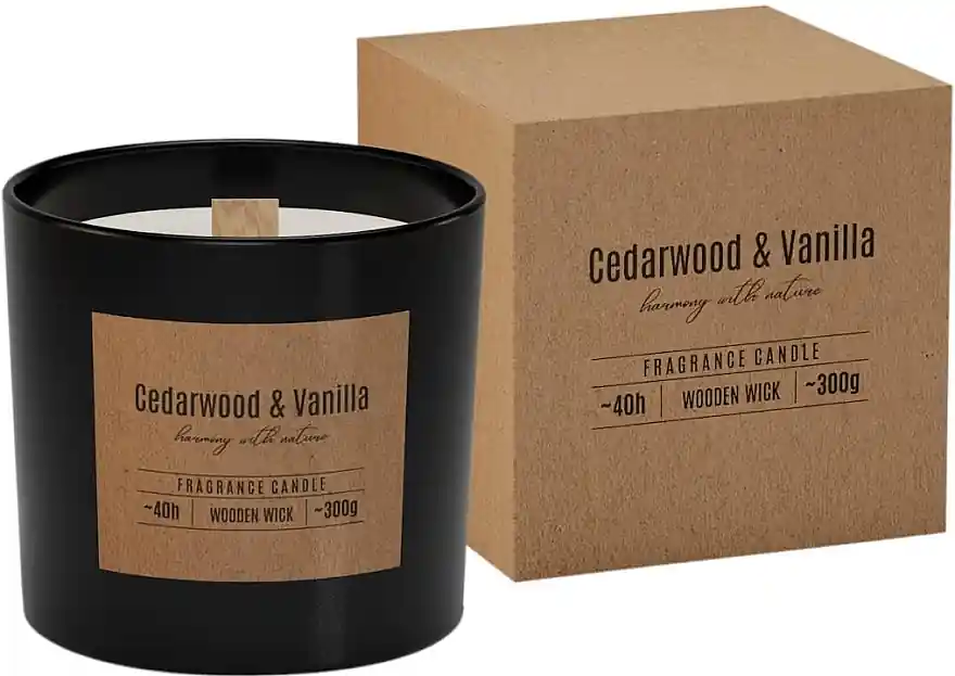 Scented Candle with Wooden Wick, in round glass - Bath and Body
