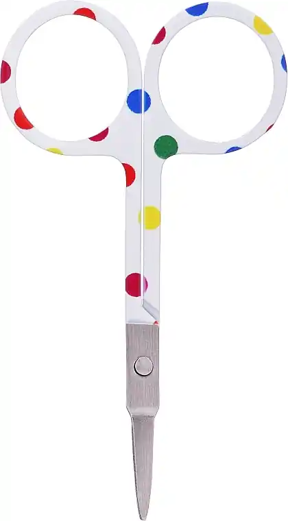 Cuticle Scissors, with plastic handles, 9367, white with polka dot print - Accessories
