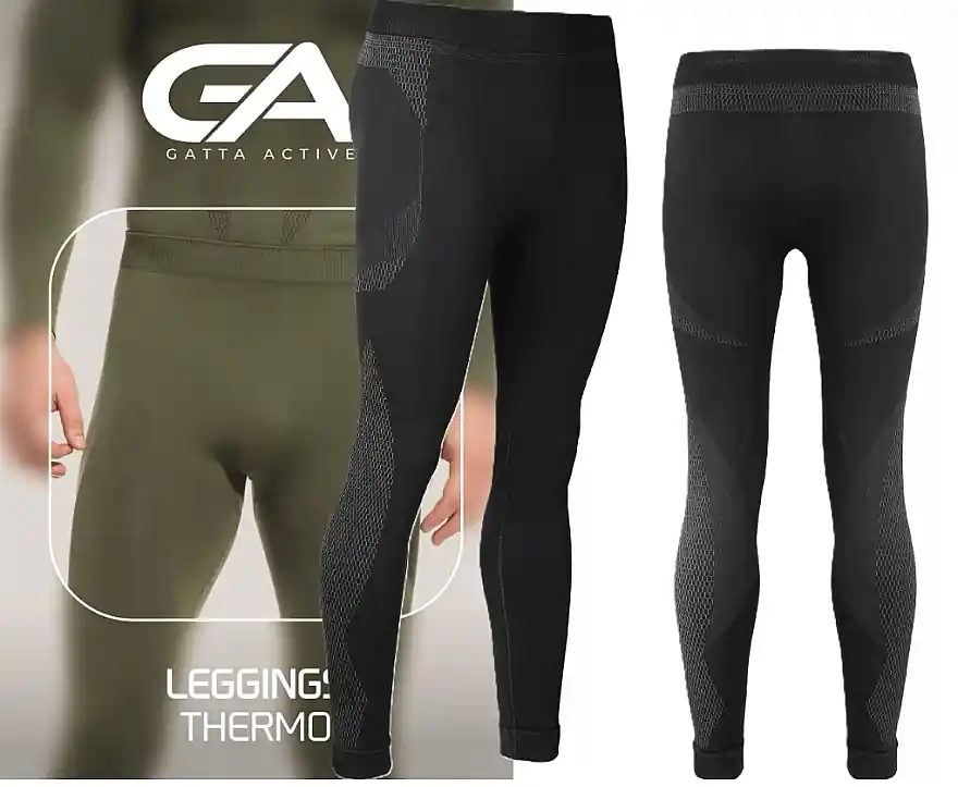Men Thermoactive Leggings 'Muscle 01', black/grey - Clothes