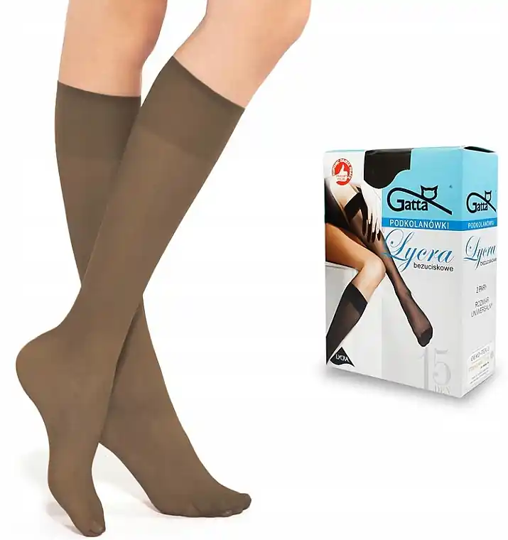 Women's Knee-Highs "Lycra", 2 pairs, 15 Den, beige