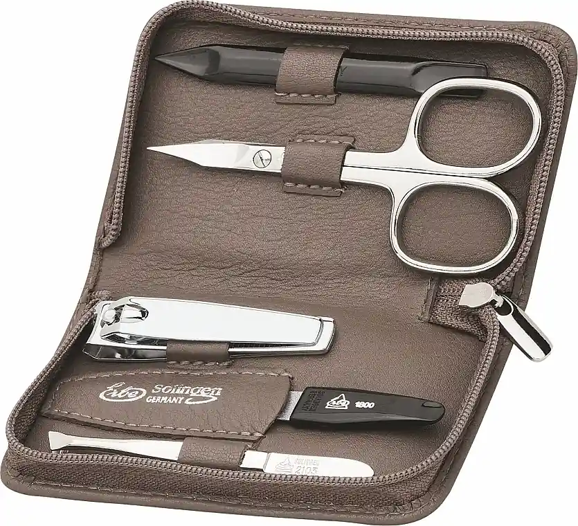 Manicure Set, 5 tools 'Siena', with zipper, taupe - Accessories