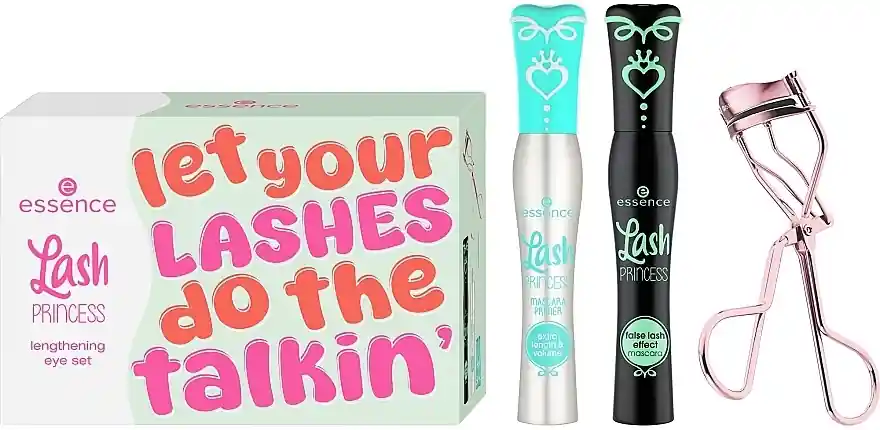 Essence Lash Princess Lengthening Eye Set Crown Worthy Lashes (primer/9ml + mascara/12ml + curler) - Makeup