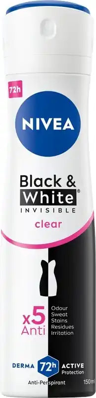 Antiperspirant Deodorant Spray "Black & White Invisible Protection CLEAR" - Bath and Body